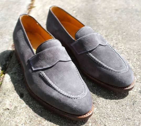 Christian Kimber shoes grey suede loafers