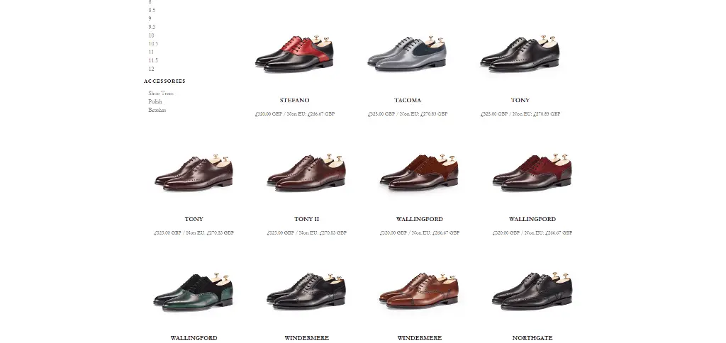 J.FitzPatrick shoes website screenshot