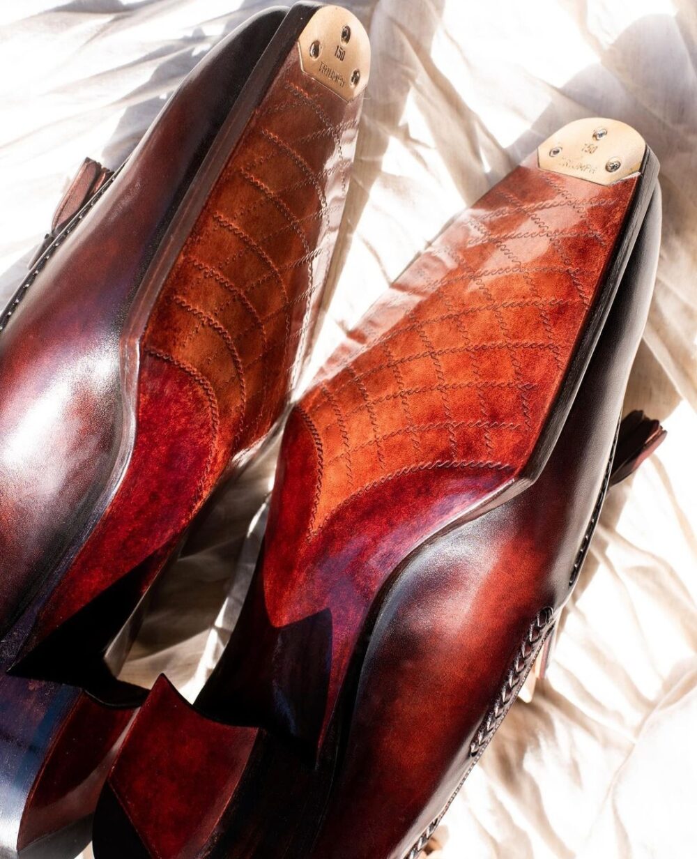 quilted pattern sole decoration on leather sole
