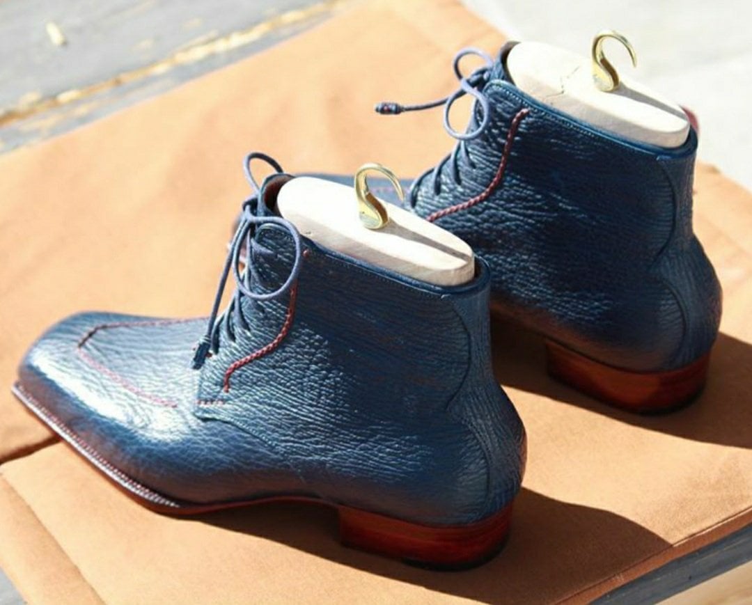 Blue Sharkskin Boots - Castez Ermili
