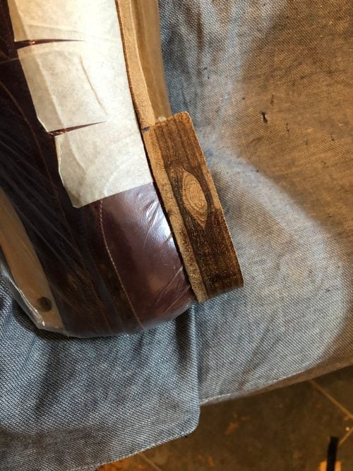 He did an interesting thing on the inside of the heel, where he embedded a separate leather piece to sort of achieve the look of a mark from a branch on wood.