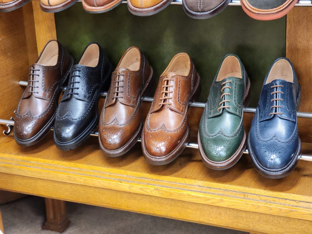 Crockett & Jones derby shoes in various colors of grain leather