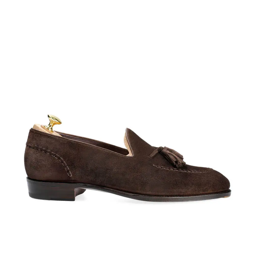 brown suede tassel loafers Carmina