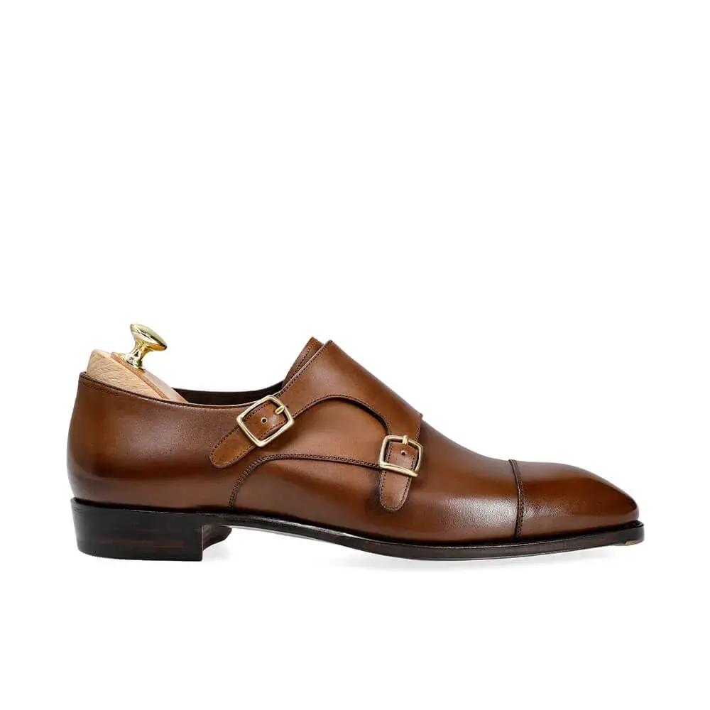 tan double monk straps shoes Carmina