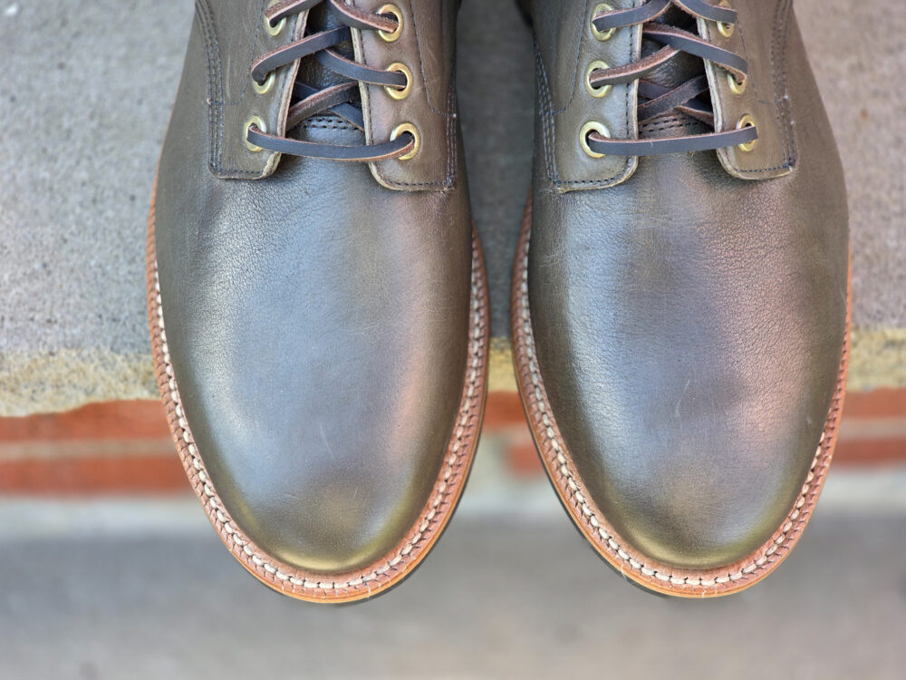 Top down last shot of the Grant Stone Diesel Boot in Jungle Kangaroo leather