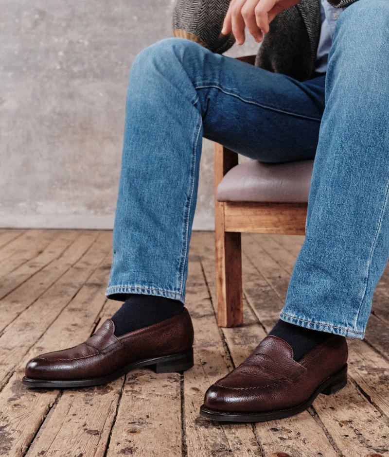 brown grain penny laofers by Septieme Largeur