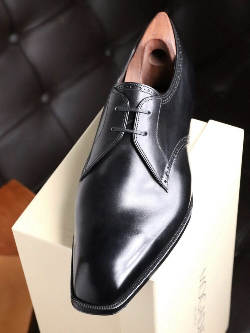 Black two eyelet derby shoes by Louis Lampertsdörfer