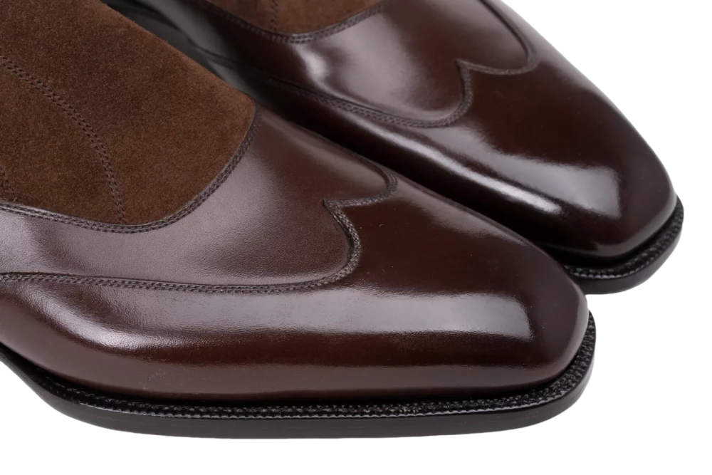 two tone brown austerity brogue from the Yearn Shoemaker Lazyman collection