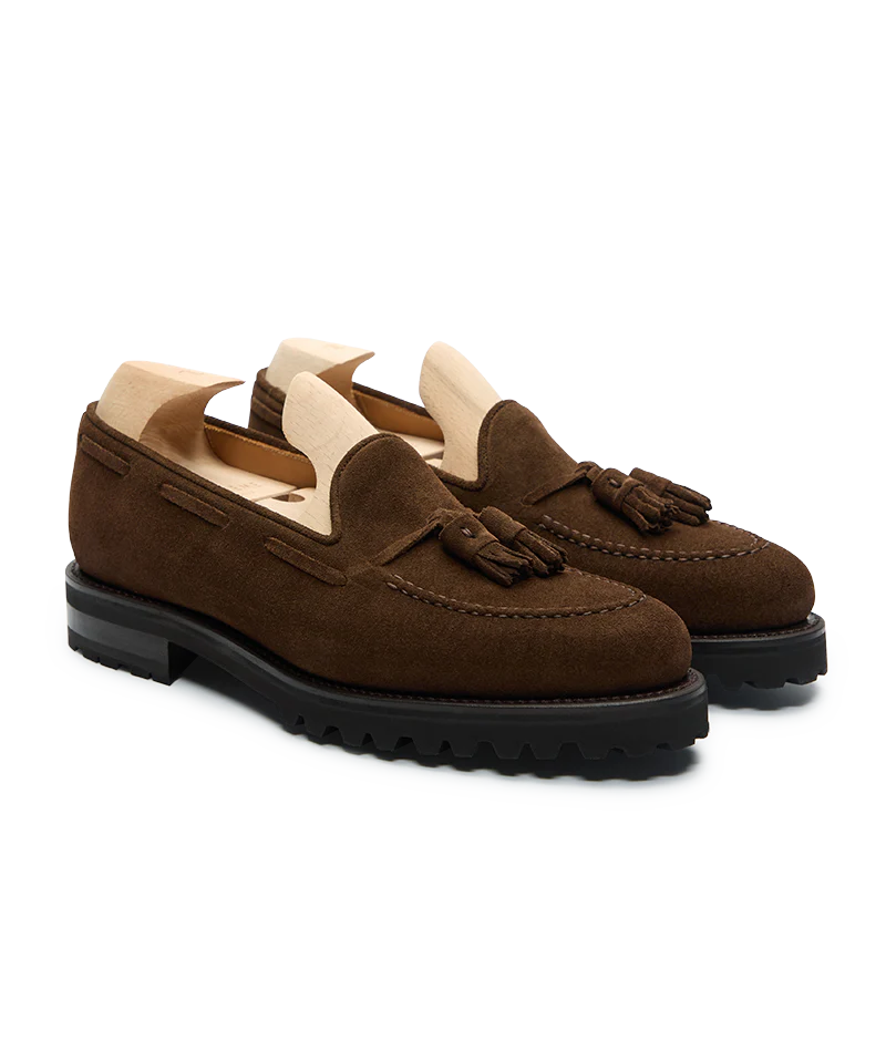 Brown suede loafers with tassels, featured in the Septieme Largeur Summer Sale 2026.