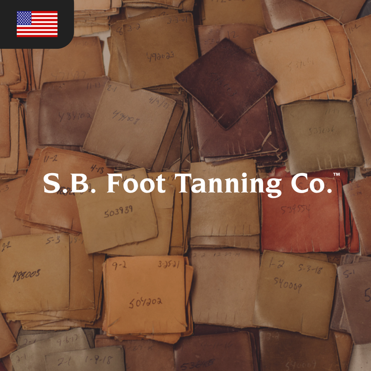 A collection of various small leather swatches in different shades of tan and brown, featuring handwritten labels.