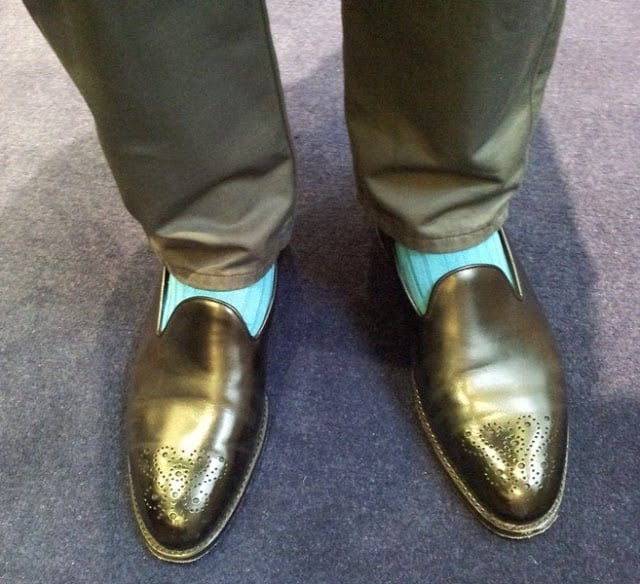 Bright Socks, Wholecut Loafers & DB Overcoats....My Kind of Outfit!